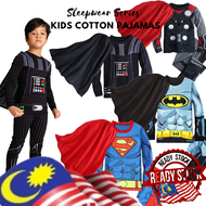 Avengers Superhero Costume for Kids Supermen Thoor Star War Cotton Pajamas Suit Boys Long Sleeve Sleepwear Set