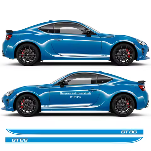 3 Pcs Car Hood Decal Racing Sport Engine Cover Door Side Stripes Skirt Stickers For Toyota 86 GT86 2