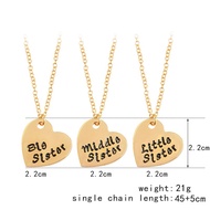 3 pcs / set of gold and silver loving family BFF necklace big / mid / lit Sis sisters girlfriends lo