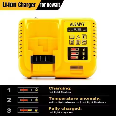 ALEAIVY 2A Lithium Battery Charger For Dewalt 10.8V 12V 14.4V 18V 20V DCB206 DCB205 DCB204 DCB203 DC