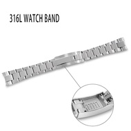 316L Stainless Steel Watch Strap 20mm Pull Teeth Clasp Watchband for SUB Watch Modification Accessories