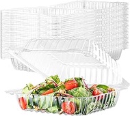76 Clear Plastic Containers, 8" X 8" X 3" Hinged Lid Togo Clamshell Food Containers for Food, Strawb