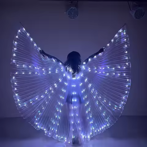 Girls Led Wings Kids Child Cape Led Belly Dancing Isis Wings Carnival Show Halloween Christmas White