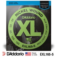 DAddario® EXL165-5 สายกีตาร์เบส 5 สาย Hydrid แบบนิกเกิล ของแท้ 100% (Custom Light 5-String 45 - 135)