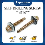 Self Drilling Screw skru besi DS-HW Hexagon Head with Bonded Washer Awing Screw Skru Bumbung 屋顶铁螺丝