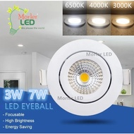 3W 7W Eyeball LED Recessed Spotlight Downlight Room Ceiling Lights Lampu Siling Home Lighting Lamp