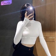 Áo Croptop Tay Dài CỔ LỌ Nữ GUVIA Ôm Body Chất Tốt Áo Thun gân kiểu nữ crt dài tay mặc đẹp GUVIA
