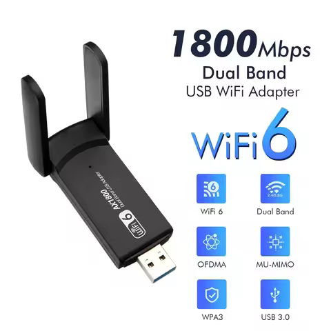 1800Mbps WiFi 6 USB Adapter 802.11AX 2.4G/5GHz USB3.0 Wireless Network Card Antenna Wi-Fi Dongle MT7