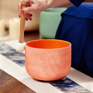 Hye-eun 8inch/10inch Orange Crystal Singing Bowl 440hz/432/528hz Meditation Musical Instruments for 