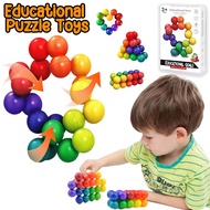 🔥Ship 24H🔥 Sensory Toys Rainbow Puzzle Ball Toddler Geometric Toys Autism Toys Puzzle Game Kids Trav