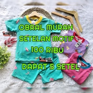 Setelan Anak 100 Ribu Dapat 5 Setel, Setelan Motif, Setelan Kiano Usia 1 2 3 4 Tahun
