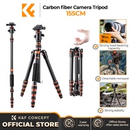 K&F CONCEPT Carbon Fiber Camera Tripod Lightweight 60”/1.5m 17.6lbs Load 360° Ball Head for Vlog Tra