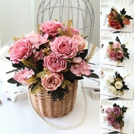 #FEEL-IMB# Artificial Silk Hand Bouquet Mixed Artificial Flowers Peony Rose Hydrangea Decor