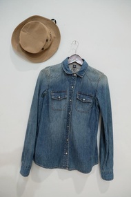 Kemeja Wanita Jeans Tommy Hilfiger Denim Atasan Blue Washed Original