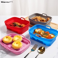 WINDYCAT Air Fryer Grill Pan Collapsible Air Fryer Silicone Liners Rectangle Foldable Reusable Air Fryer Basket Non-Stick Heat Resistant Baking Pan