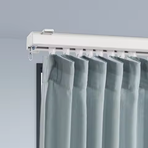 Length Adjustable Curtain Track 12-18 ft, Slim Ceiling Mount White Rail for Room Divider Shower