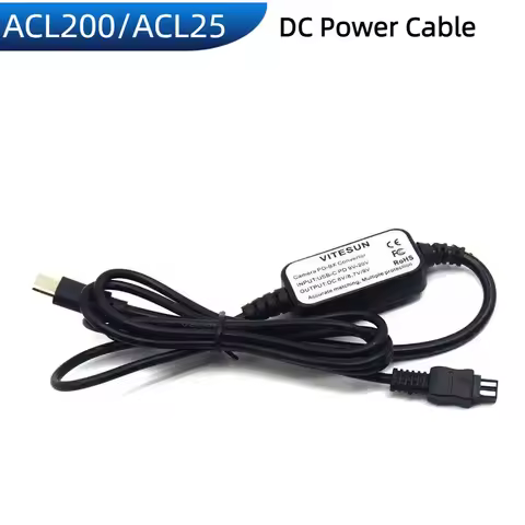 AC-L200 USB TYPE C DC Power Cable ACL200 ACL25 AC-L25C ACL200B for Sony DSC-HX200 DCR-SX63 HDR-HC7 H
