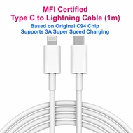 MFI-Certified USB-C (Type-C) Lightning Cable 1m Length C94 Chip 3A Fast Speed Charge TPE Cable