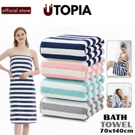 UTOPIA Cotton Fibber Towel Serap Air 70x140cm Stripe Coral Velvet High Quality Towel