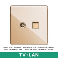 LEJIA PMMA GOLD Panel Switch 13amp Modern Lighting Switch Universal 3 Pin Plug Socket with USB Black