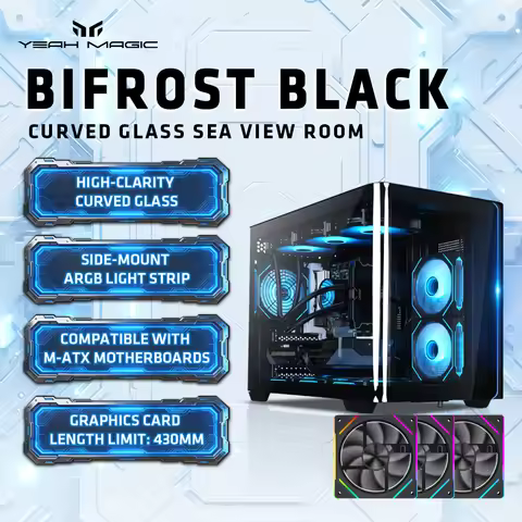 Yeah Magic BIFROST MATX Curved Glass Side Transparent Gaming Computer Case High Airflow PC Case ARGB