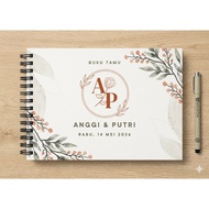 Custom Aesthetic Name Wedding Guest Book with Terracotta Floral Cover Minimalist Spiral Wedding Gues