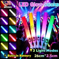 【24H】LED Flashing Glow Stick 3 Modes, Handheld Luminous Stick for Music Show, Party, Birthday, Bar &