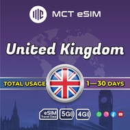 UK eSIM ( United Kingdom ) 10-30GB Total Usage - Receive eSIM QR Code on the same day