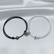 Initial rope bracelet - initial couple rope bracelet - magnetic satin rope bracelet