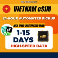 【CSL】Vietnam eSIM High-Speed Data UNLIMITED HOTSPOT GB Travel Vietnam SIM Card 越南上网卡