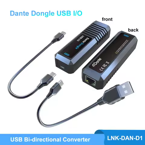Dante Dongle Converter, Digital Audio USB Bi-directional Converter, Bluetooth 5.0 Dongle, 2Ch Analog