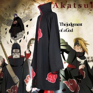 Anime Costume Akatsuki Cosplay Costume Cloak Stand Collar Hooded Windbreaker Trench Ring Headband