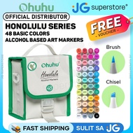 Ohuhu Honolulu Series Alcohol Based 48 +1 Basic Colors with Colorless Blender Dual Tip Markers Ohuhu