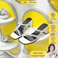 BEE SHOES women's 7-inch square-soled high heels with luxurious, feminine stone-embellished design -