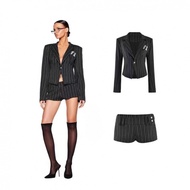 IAMGIA Corset Cut Striped Embroidered Suit - Jacket & Low Waist Shorts
