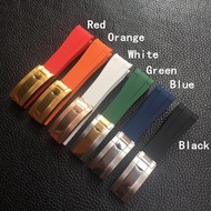 20mm Black Green Blue Orange Curved End Silicone Rubber Watchband For Rolex strap RX Daytona Submariner GMT explorer 2 Bracelet