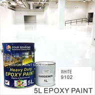 9102 white ( 5L ) Epoxy Floor Paint Coating ( FOUR SEASONS ) 5L (Cat Lantai quality Epoxy )
