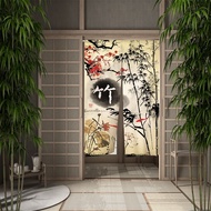 Chinese Bamboo Ink Painting Door Curtain Dining Kitchen Door Curtain Japan Partition Curtain Drape Entrance Hanging Half-Curtain