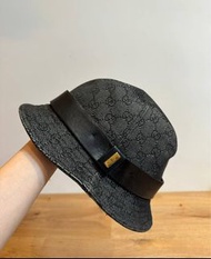 Gucci Dark Grey Logo Jacquard Leather Trim Bucket Hat 丹寧帽 漁夫帽 帽子