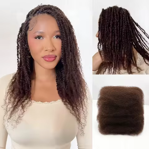 Natural Brown Afro Kinky Bulk Human Hair Extensions QVR US Local Shipping Lightweight For Mini Twist