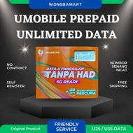 UMOBILE prepaid unlimited data vip number 5G/umobile prepaid unlimited funz sim card (self register)