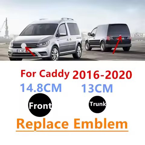 for volks-wagen 2pcs/set Fit 2016-2020 Caddy 150mm Front Radiator Grille Emblem +130mm Rear Trunk Li