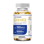 Vitamin D3 5000 IU + K2 300mcg 120 Capsules Import Vit D 5000IU