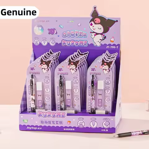 Genuine Sanrio Kuromi Automatic Pencil Set Kawaii Cartoon Stationery Gifts Teacher Office Supplies S