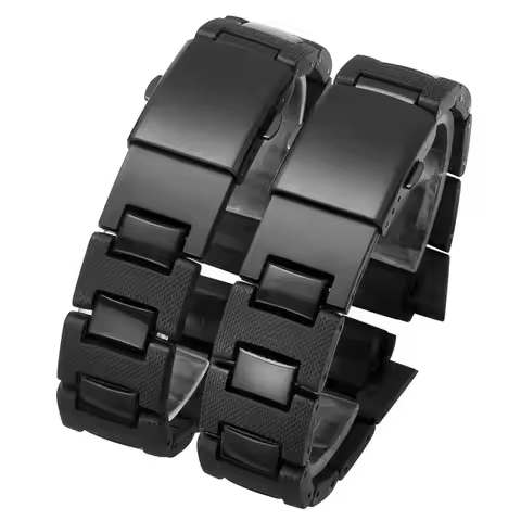 for Casio G-SHOCK DW-5600 DW6900 DW9600 Black Plastic Strap Stainless Steel Buckle Men Bracelet Band