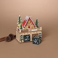 Wooden Christmas Countdown Calendar with LED Light, 6 x 6 x 3.5 inches, Alpine Holiday House Design 