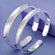 Silver Bracelet S999 Sterling Silver Bracelet Women Open Glossy Silver Bracelet Concave Men Silver B