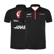 ชุดเสื้อโปโลสำหรับผู้ชายเครื่องแบบทีม2023 HASS เสื้อโปโล F1เสื้อโปโลมีปกสำหรับทั้งหญิงและชายหนึ่งชุด