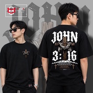 JOHN 3:16 Bible Verse | Oversized Tshirt and Boxy Cropped Tshirt | Mitchieboy Art Wear+