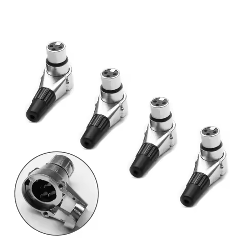 4PCS 3 Pin XLR 90 Degree Right Angled Microphone Audio Cable Adapter for Mixer Stage Studio Connecto